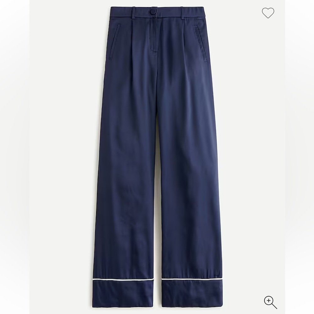 J. Crew Navy Wide Leg Pants with Elegant Piping